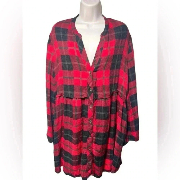 Zara Size XL Red Plaid Mini Dress with Pockets - Picture 1 of 9